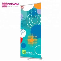 Economic aluminum triangle portable roll up banner stand retractable tradeshow display